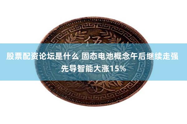 股票配资论坛是什么 固态电池概念午后继续走强 先导智能大涨15%