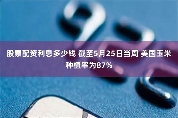股票配资利息多少钱 截至5月25日当周 美国玉米种植率为87%